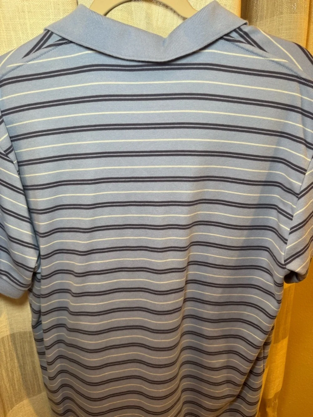 Vintage Ralph Lauren Light Blue Polo with Navy and White Stripes